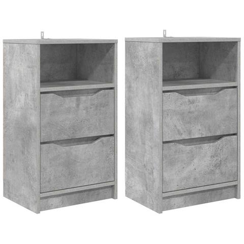 Comodini con cassetto 2 pcs Grigio cemento 40 x 30 x 467 cm - Foto 1