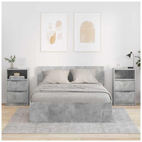 Comodini con cassetto 2 pcs Grigio cemento 40 x 30 x 467 cm - Foto 2