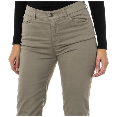 Pantaloni Lunghi Donna In Tessuto Stretch Vestibilità Regolare 6y5j18-5n0rz - Foto 3
