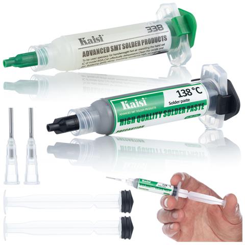 Set Di Saldatura Flux 338 - Stagno Liquido 138°c | Alta Qualità, Facile Applicazione | Per Gsm E Siti Bgap, Include 2 Pistoni E 2 Aghi - Foto 1