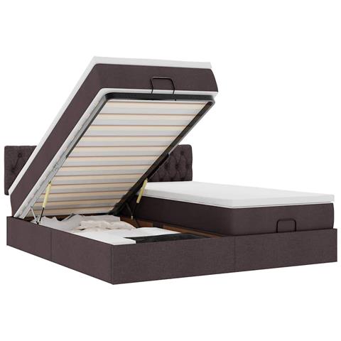 Struttura Letto Pouf con Materassi 160x200 cm in Tessuto - Foto 1