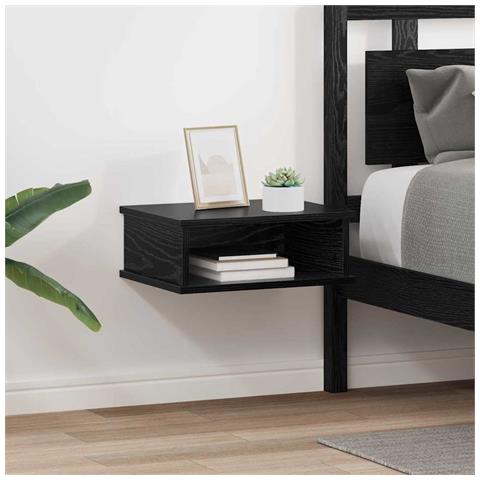 Comodino 2 pcs Rovere Nero 40 x 31 x 15 cm Legno multistrato - Foto 2