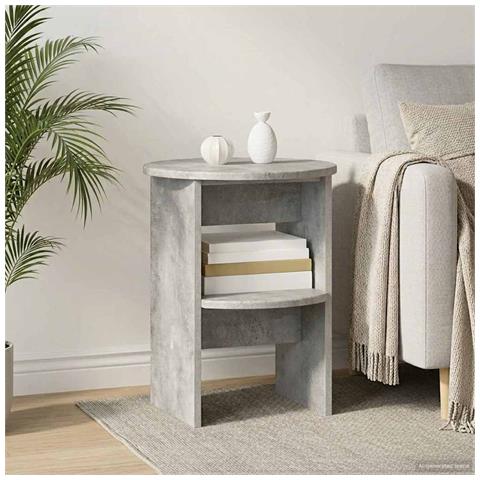 Mobile laterale Grigio Cemento Ø40 x 50 cm Legno ingegnerizzato - Foto 2