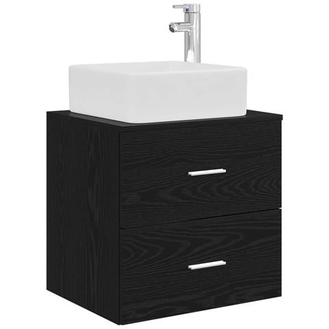 Mobile Lavabo da Parete Rovere Nero 49,5 x 41 x 63 cm - Foto 1