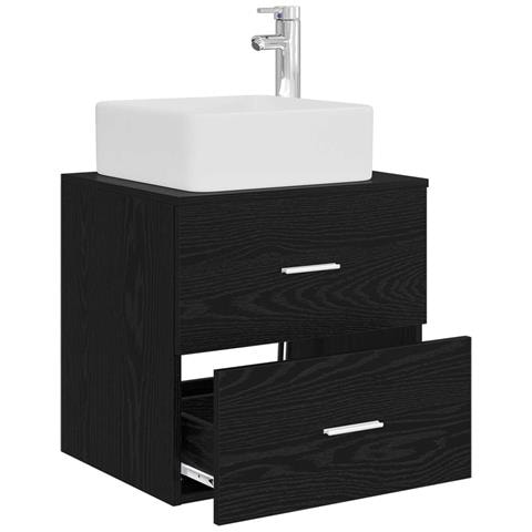 Mobile Lavabo da Parete Rovere Nero 49,5 x 41 x 63 cm - Foto 2