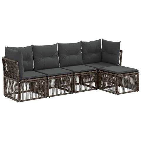 Set Divano da Giardino 5 pcs Grigio polyrattan - Foto 1
