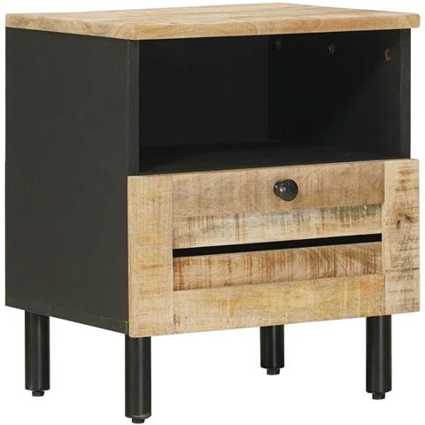 Comodino Naturale 40 x 33 x 46 cm Legno di mango massello - Foto 1