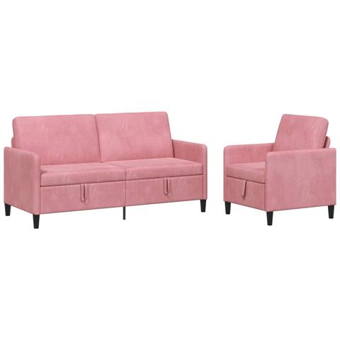 Set di Divani con Storage 2 pz Rosa Poliestere - Foto 1