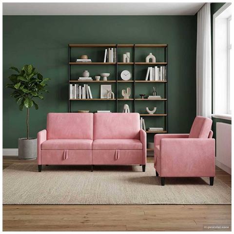 Set di Divani con Storage 2 pz Rosa Poliestere - Foto 9