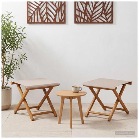 Lettino 2 pcs Legno di Eucalipto Massello Beige - Foto 2
