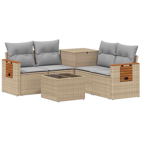 Set di divani 6 pz Beige e Grigio Chiaro - Foto 1