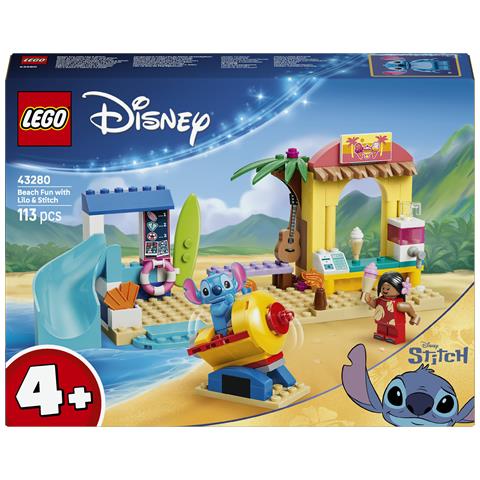 Disney | 43280 Divertimento in Spiaggia con Lilo e Stitch, Giochi Didattici, 2 Negozi, Giostra e 2 Minifigure, Regalo 4+ - Foto 1