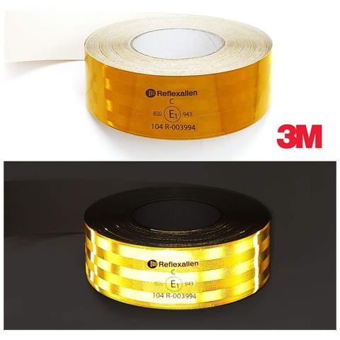 Pellicola Adesiva Omologata Retroriflettente 3M per Bordatura Veicoli, Giallo, 50 mm x 50 m - Foto 2