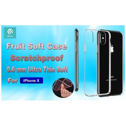 Cover Fruit Soft 0,6mm Anti Graffio 4h Iphone X Trasparente - Foto 1