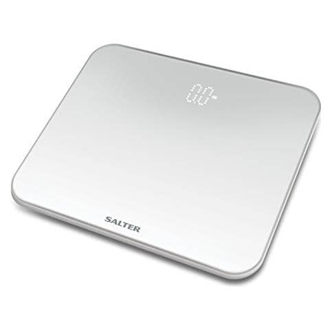 Salter Bilancia Pesapersona, Piattaforma In Vetro Temperato, Display A Led Ha Scomparsa, Capacità 180 Kg, Garanzia 15 Anni, Bianco - Foto 1