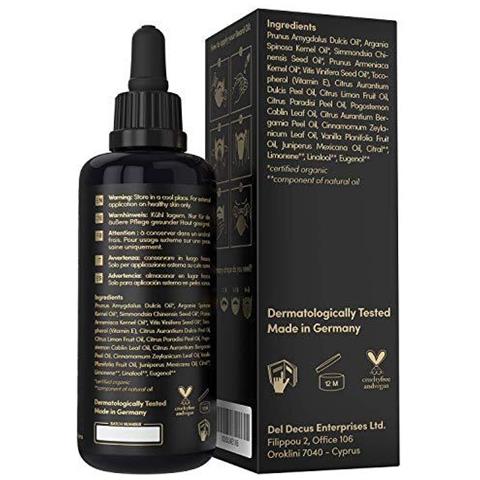 Biologico Barba Olio Per Uomini Vegan - 100ml Bottiglia Di Vetro Di 2 X Pi Grandi Di Altri - Nutriente Barba Balsamo Con Jojoba E Olio Di Argan - Oli Tutto Naturale Senza Additivi - Made In Germany - Foto 2