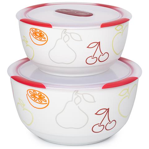 BS4781RC / DC Set di ciotole 3L Rotondo Ceramica Ciliegio, Bianco 2pezzo (i) Insalatiera - Foto 1