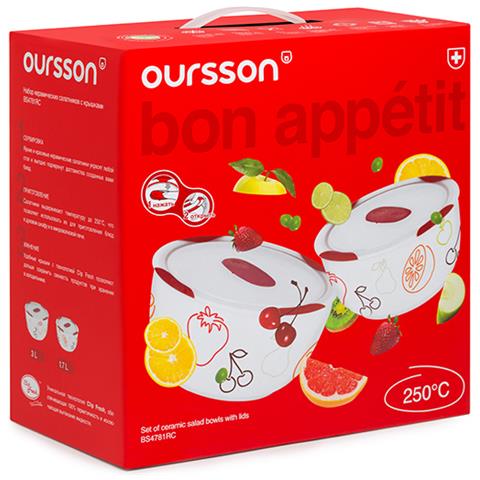BS4781RC / DC Set di ciotole 3L Rotondo Ceramica Ciliegio, Bianco 2pezzo (i) Insalatiera - Foto 6