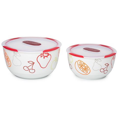 BS4781RC / DC Set di ciotole 3L Rotondo Ceramica Ciliegio, Bianco 2pezzo (i) Insalatiera - Foto 2