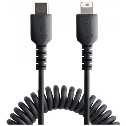 Cavo USB-C a Lightning da 50 cm Certificato MFi, Cavetto iPhone Spiralato di Ricarica /Alimentazione, Resistente Cavo Tipo C a Lightning in Fibra Aramidica con Rivestimento TPE, Cavo Caricatore Nero - Foto 3