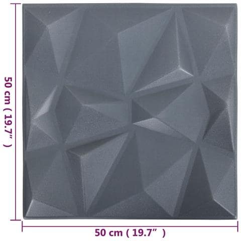 Pannelli Murali 3D 48 pz 50x50 cm Grigi a Diamante 12 m? - Foto 5