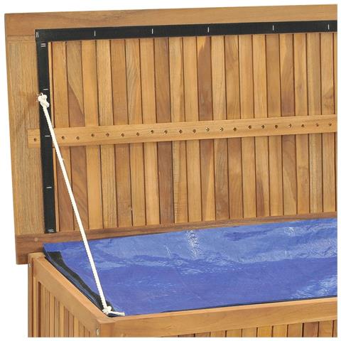 Cassa da Giardino 114x50x58 cm in Legno Massello di Teak - Foto 10