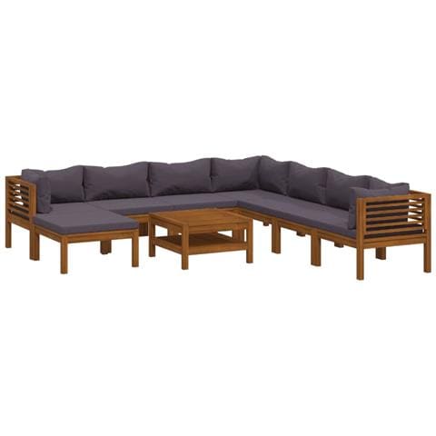 Set Divani Da Giardino 9 Pz Con Cuscini In Massello Di Acacia - Foto 1