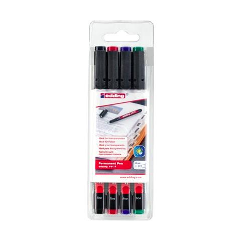 141 F marcatore permanente Punta sottile Nero, Blu, Verde, Rosso 4 pz - Foto 1
