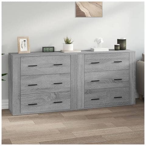 Credenze 2 Pz Grigio Sonoma In Legno Multistrato - Foto 9