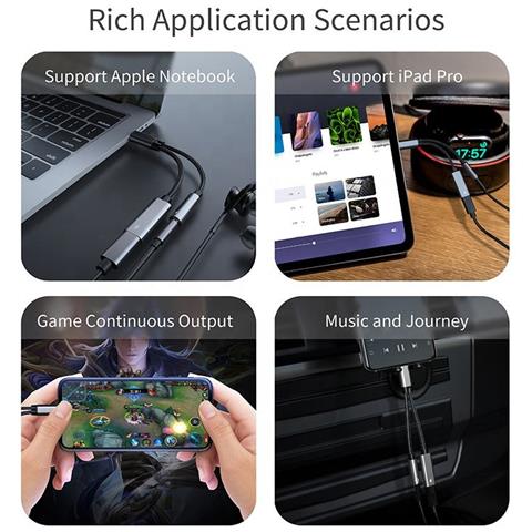 Adattatore Usb-c Per Cuffie Da 3,5 Mm E Caricabatterie Usb-c Black - Foto 6