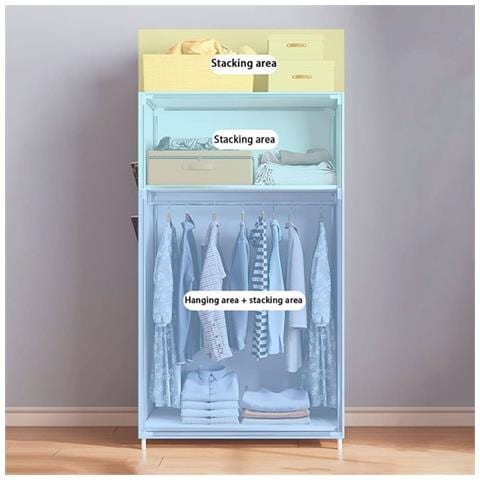 Guardaroba In Tessuto Con Tasche Laterali Home 160x70x45 Cm Marrone - Foto 2