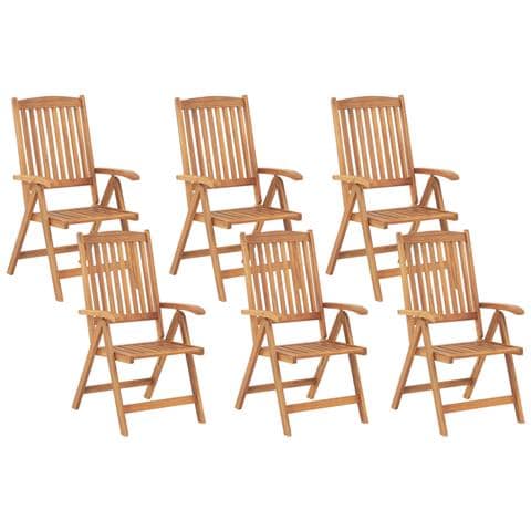 Set Di 6 Sedie Da Giardino Legno Naturale Java - Foto 1