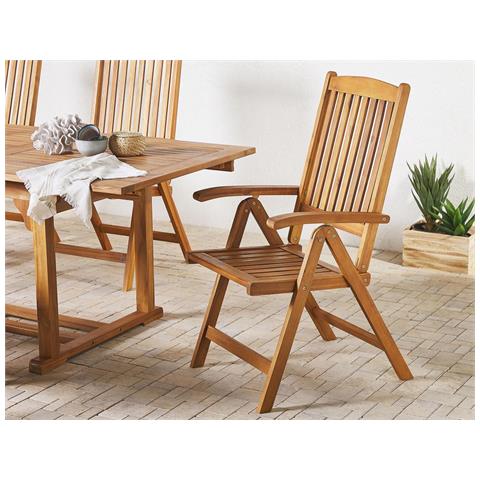 Set Di 6 Sedie Da Giardino Legno Naturale Java - Foto 2
