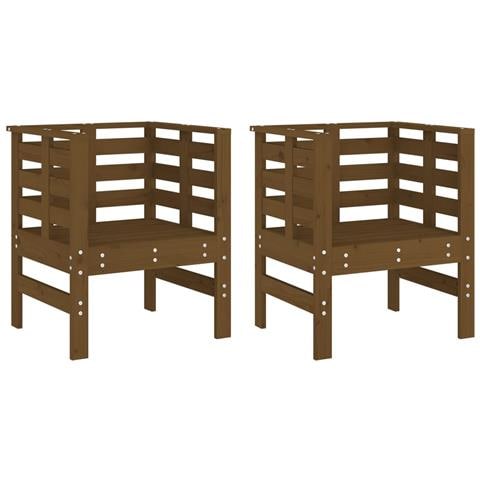 Sedie Da Giardino 2pz Miele 61,5x53x71cm Legno Massello Di Pino - Foto 2