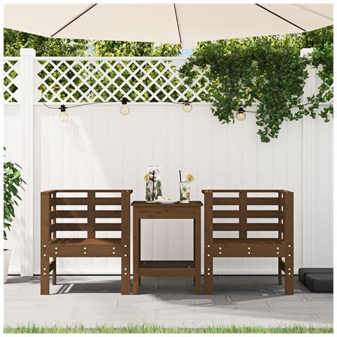 Sedie Da Giardino 2pz Miele 61,5x53x71cm Legno Massello Di Pino - Foto 3