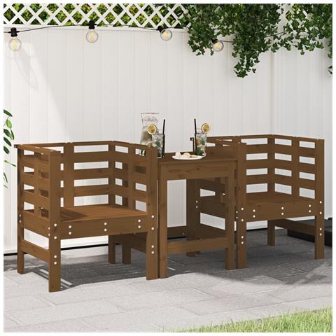 Sedie Da Giardino 2pz Miele 61,5x53x71cm Legno Massello Di Pino - Foto 1