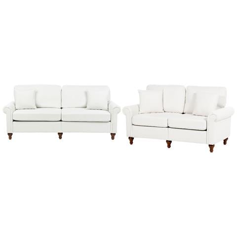 Set Da Salotto 5 Posti Ginnerup Tessuto Bianco Sporco - Foto 2