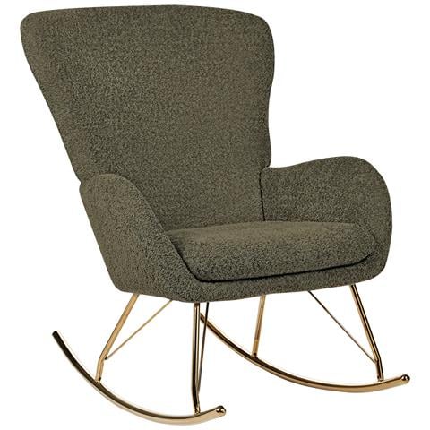 Sedia A Dondolo Bouclé Verde Scuro Anaset - Foto 8