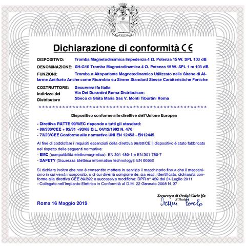 Tromba Esponenziale O Altoparlante Tweeter Magnetodinamico 4 Ohm 15 W Ricambio Sirene Antifurto Di Qualsiasi Marca E T - Foto 2