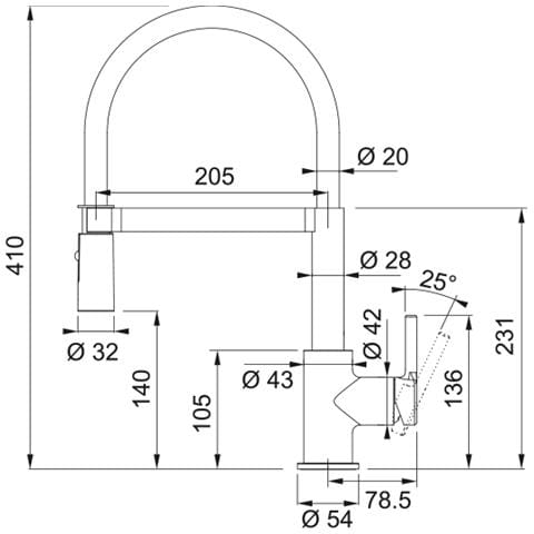Miscelatore da Lavello FC 6085.031 con Braccio di Erogazione Estraibile Colore Cromo /Nero - Foto 3