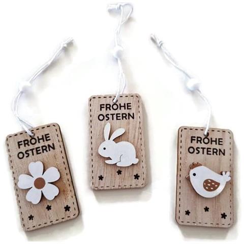 Ciondoli Pasquali In Legno, Decorazione Pasquale, 3 Pezzi - Foto 1