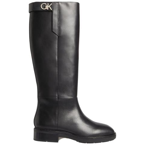 Rubber Sole Knee Boot W Hw Stivali Pelle Scarpe Donna Nero Eu 36, Hw0hw01255 Bax - Foto 1