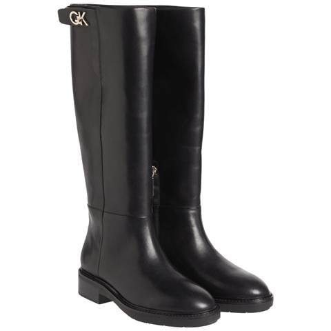 Rubber Sole Knee Boot W Hw Stivali Pelle Scarpe Donna Nero Eu 36, Hw0hw01255 Bax - Foto 2