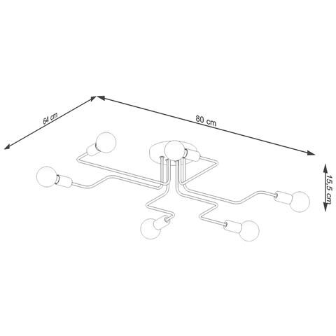 Lampadario Vector 6 Nero Sl. 1447 - Industriale Lampade Da Soffitto Nero 15.5x80x64 Cm - Foto 2