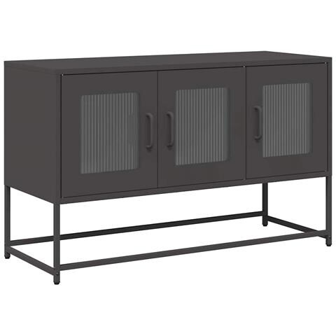 Mobile Tv Nero 100,5x39x60,5 Cm In Acciaio Laminato A Freddo - Foto 2