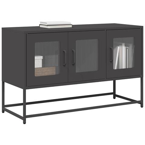 Mobile Tv Nero 100,5x39x60,5 Cm In Acciaio Laminato A Freddo - Foto 1