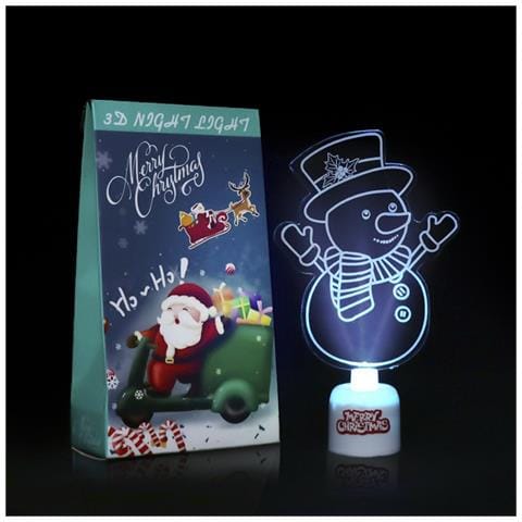 Lampada Led Natale Acrilico. Design Pupazzo Di Neve 15cm. Con Musica Natalizia. - Foto 1