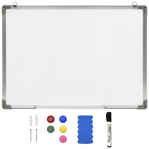 Lavagna Magnetica Bianca Cancellabile A Secco 90x60 Cm Acciaio - Foto 2
