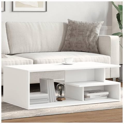 Lusso Casadino -  Tavolino Da Salotto Bianco 102x55x35 Cm In Legno Multistrato - Foto 8