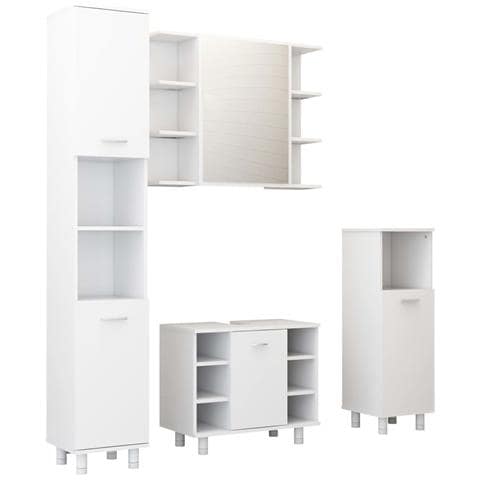 Lusso Casadino -  Set Mobili Da Bagno 4 Pz Bianco In Truciolato - Foto 1